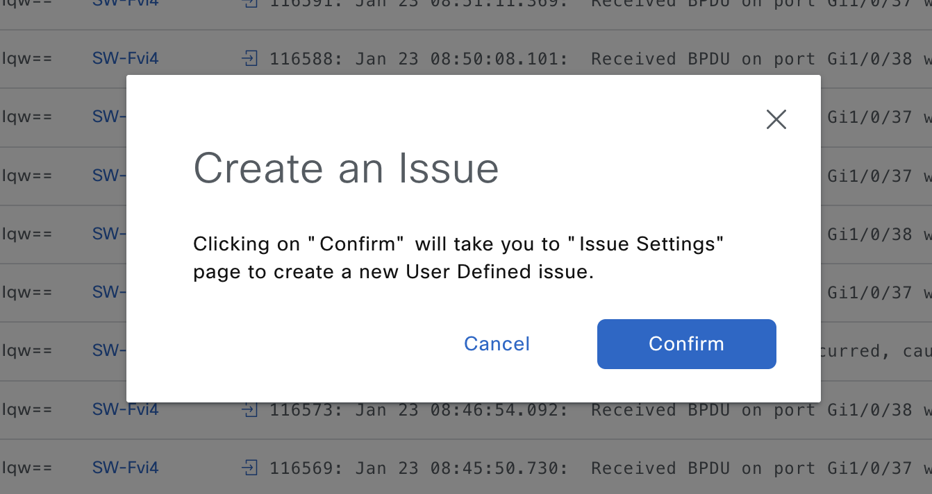 User defined issue - confirm